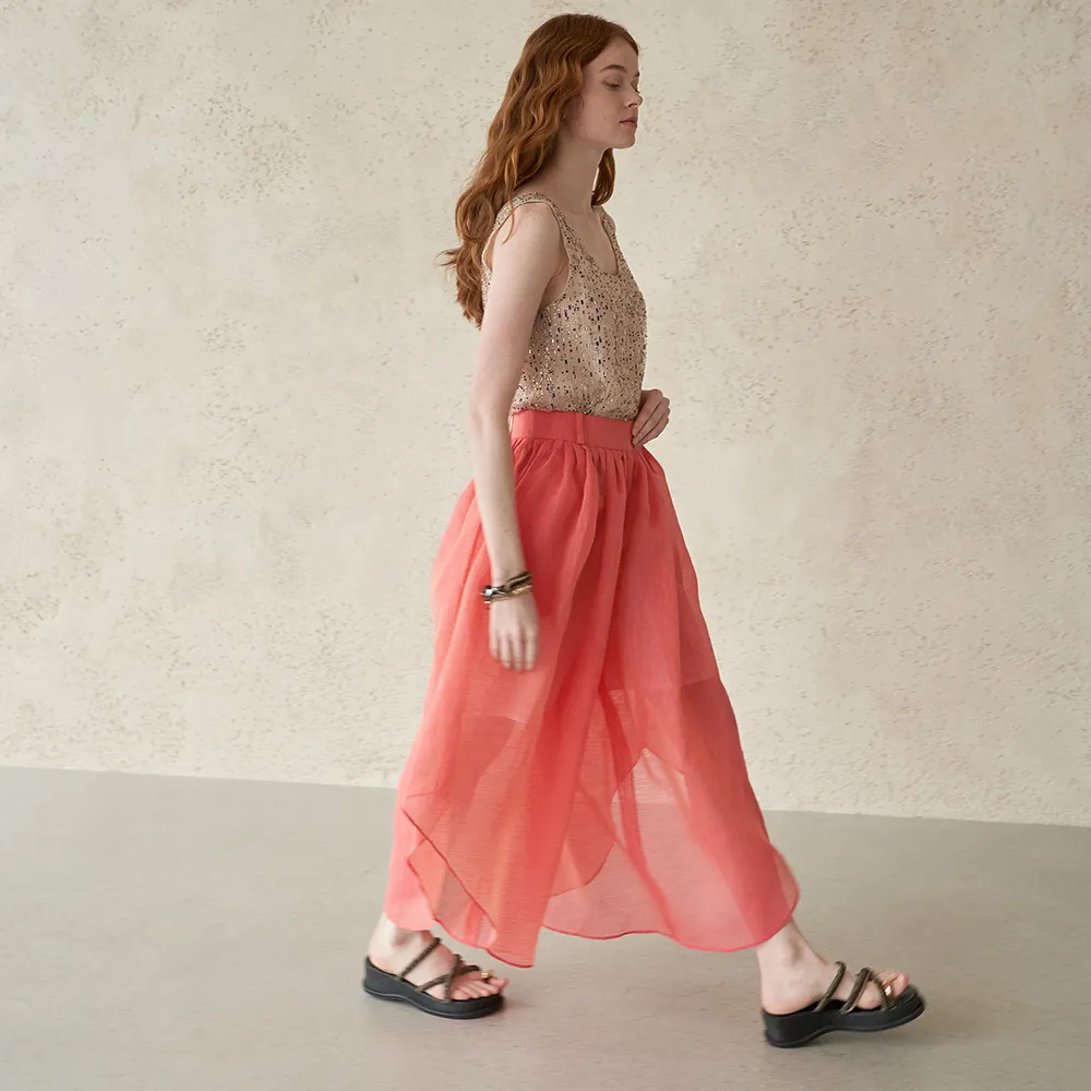 Waves Hem Wide-Leg Culottes