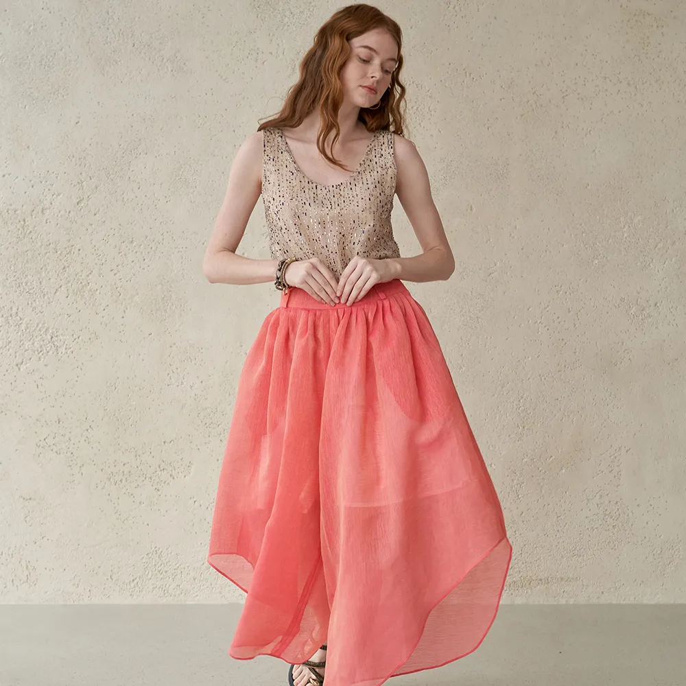Waves Hem Wide-Leg Culottes