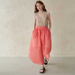Waves Hem Wide-Leg Culottes