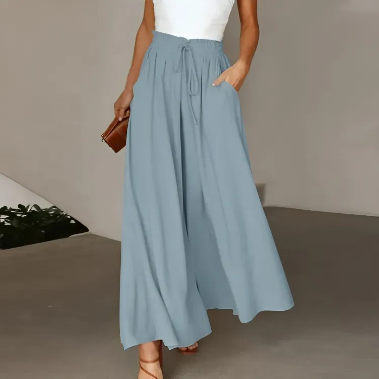 Weitgeschnittene High-Waist Hose Khaki - Sophia