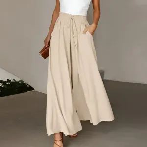 Weitgeschnittene High-Waist Hose Khaki - Sophia