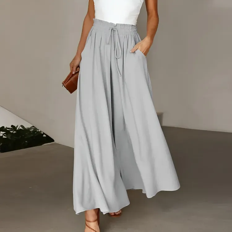 Weitgeschnittene High-Waist Hose Khaki - Sophia