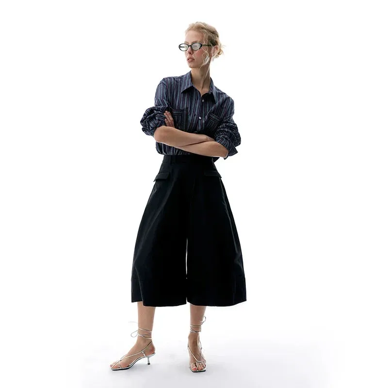 Wide-Leg Black Culottes
