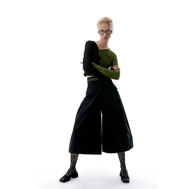 Wide-Leg Black Culottes