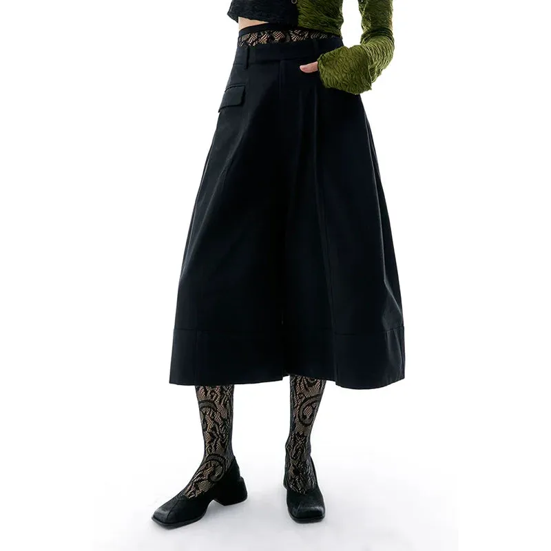 Wide-Leg Black Culottes