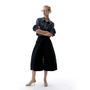 Wide-Leg Black Culottes