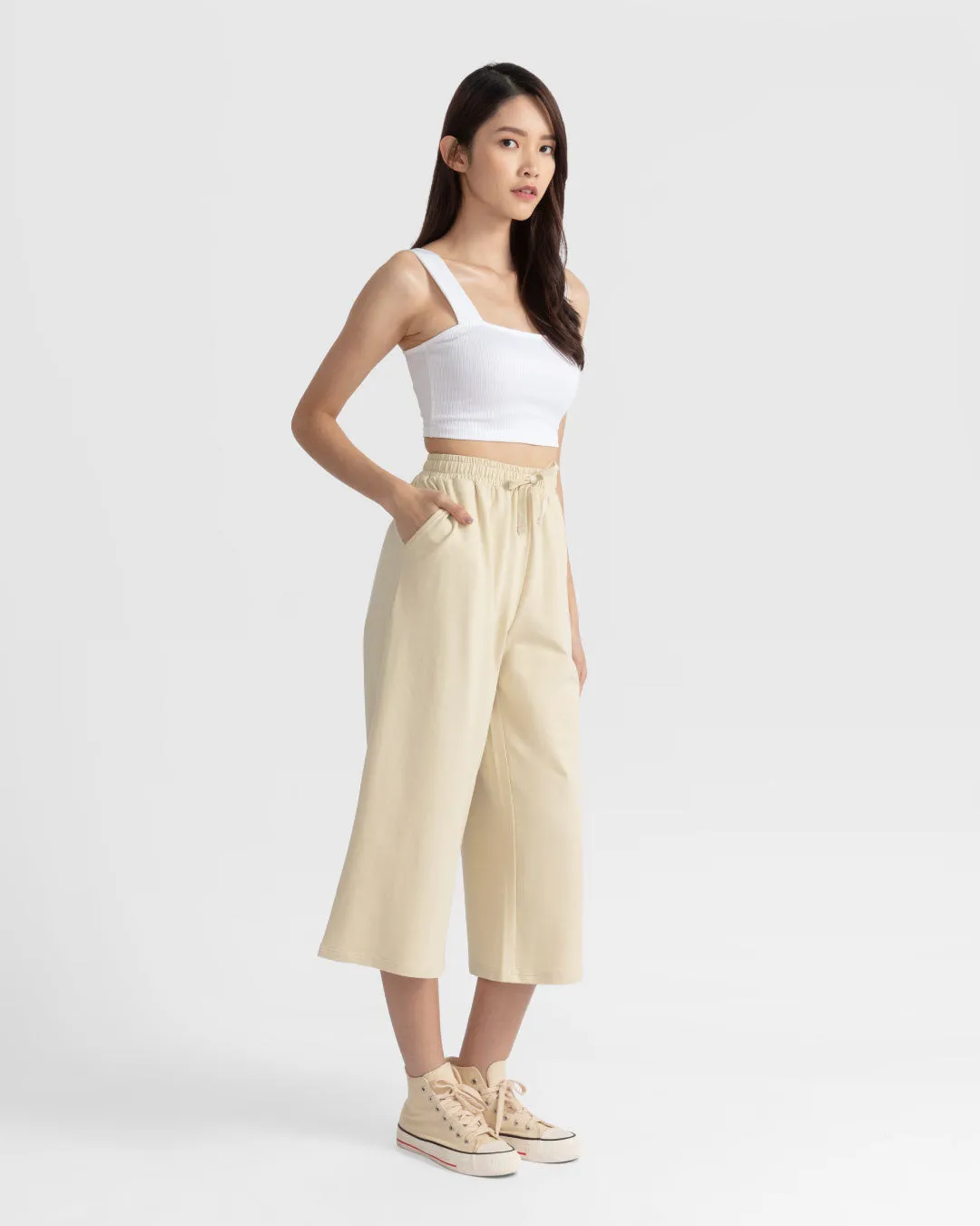 Women Cropped Wide Leg Sweatpants