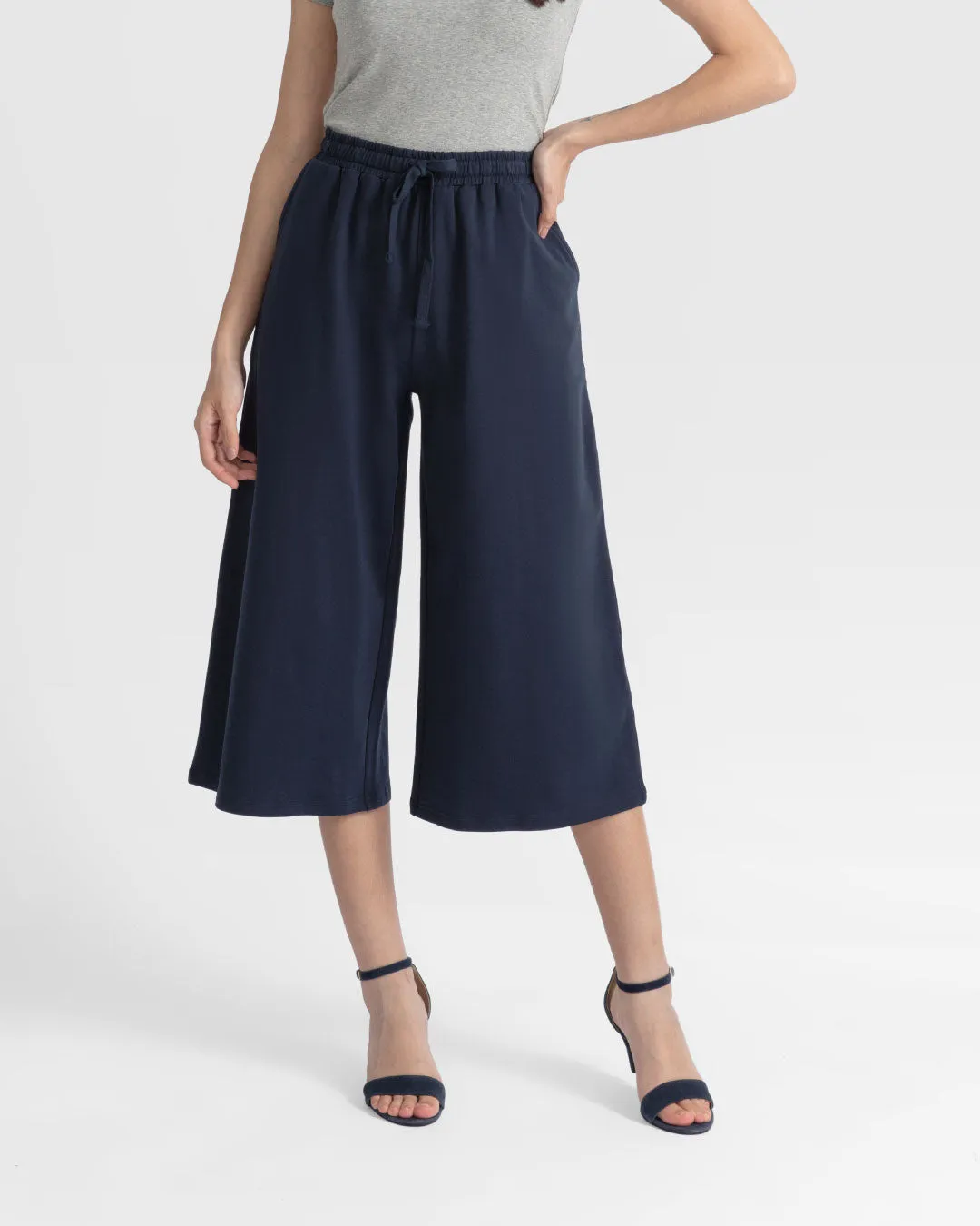 Women Cropped Wide Leg Sweatpants