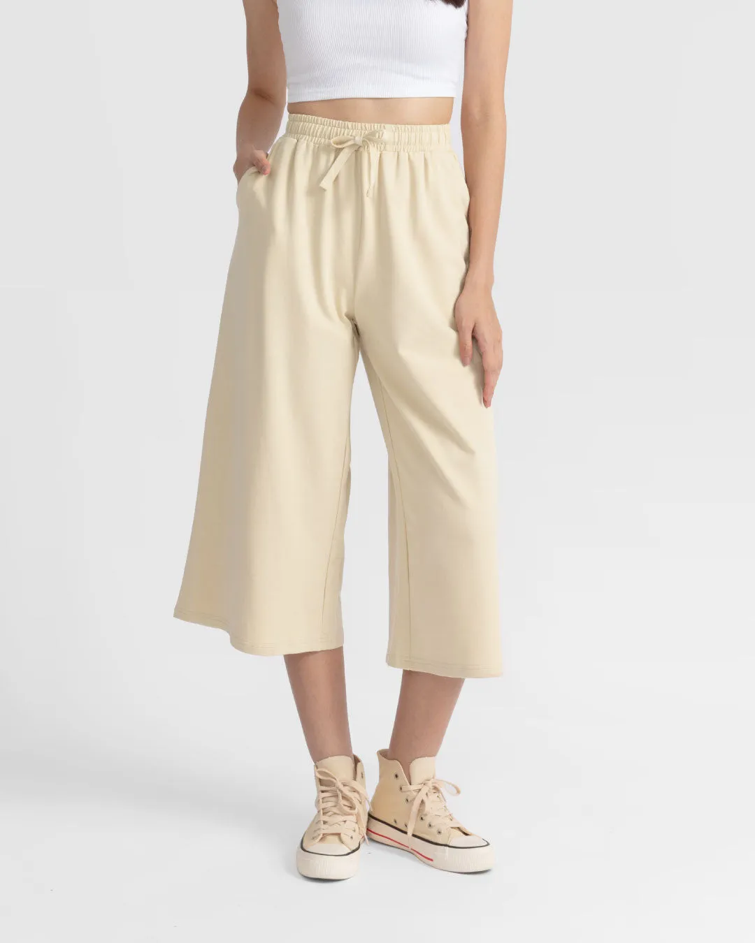 Women Cropped Wide Leg Sweatpants