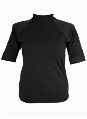 Women Short Sleeve Rash - Chlorine Resistant SPF50  Sizes 2XL 3XL 4XL Black