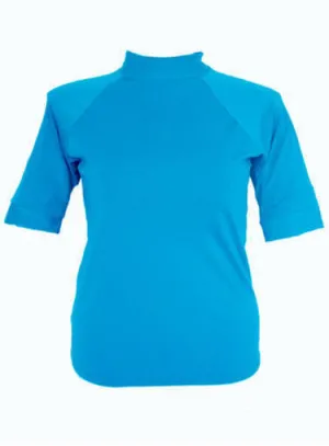 Women Short Sleeve Rash - Chlorine Resistant SPF50  Sizes S - XL Teal