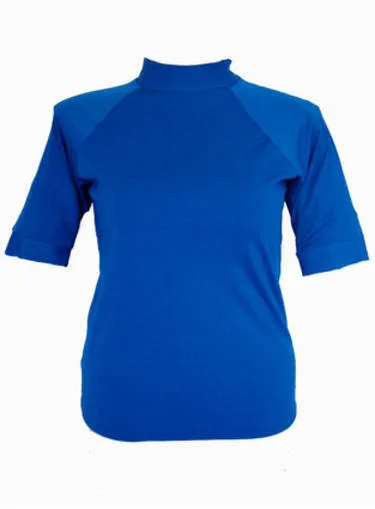 Women Short Sleeve Rash - Chlorine Resistant SPF50  Sizes S - XL Teal