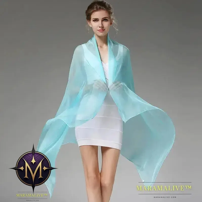 Women Silk Scarf Shawl Female Silk Scarves Wraps Solid Color Plus Size Shawls Long Beach Cover-ups