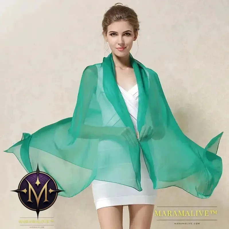 Women Silk Scarf Shawl Female Silk Scarves Wraps Solid Color Plus Size Shawls Long Beach Cover-ups