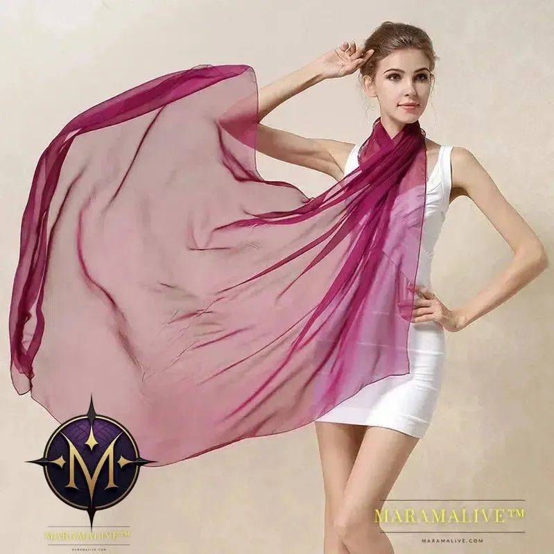 Women Silk Scarf Shawl Female Silk Scarves Wraps Solid Color Plus Size Shawls Long Beach Cover-ups