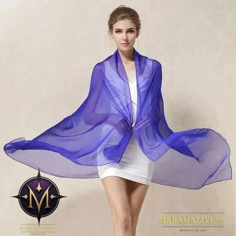 Women Silk Scarf Shawl Female Silk Scarves Wraps Solid Color Plus Size Shawls Long Beach Cover-ups