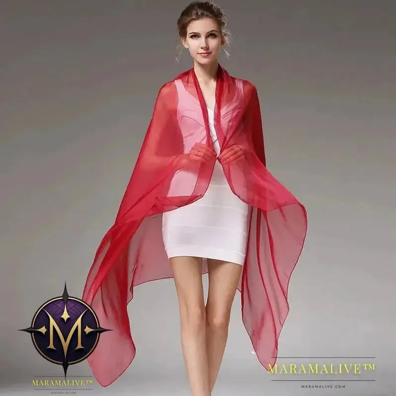 Women Silk Scarf Shawl Female Silk Scarves Wraps Solid Color Plus Size Shawls Long Beach Cover-ups