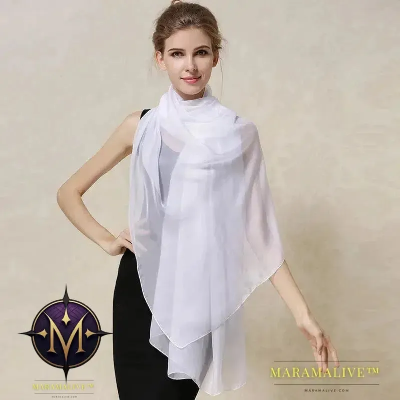 Women Silk Scarf Shawl Female Silk Scarves Wraps Solid Color Plus Size Shawls Long Beach Cover-ups
