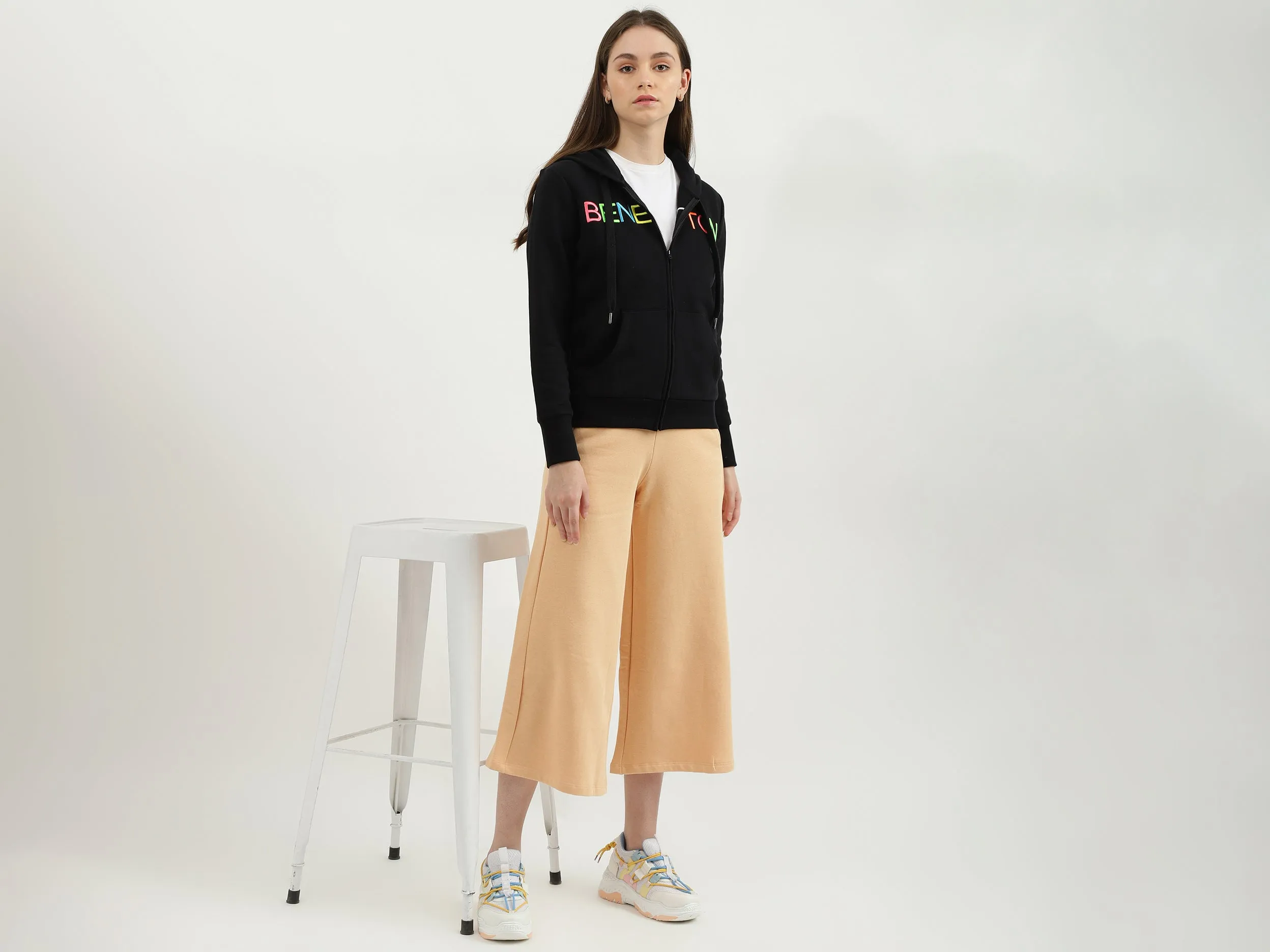 Women Solid Wide Leg Culottes
