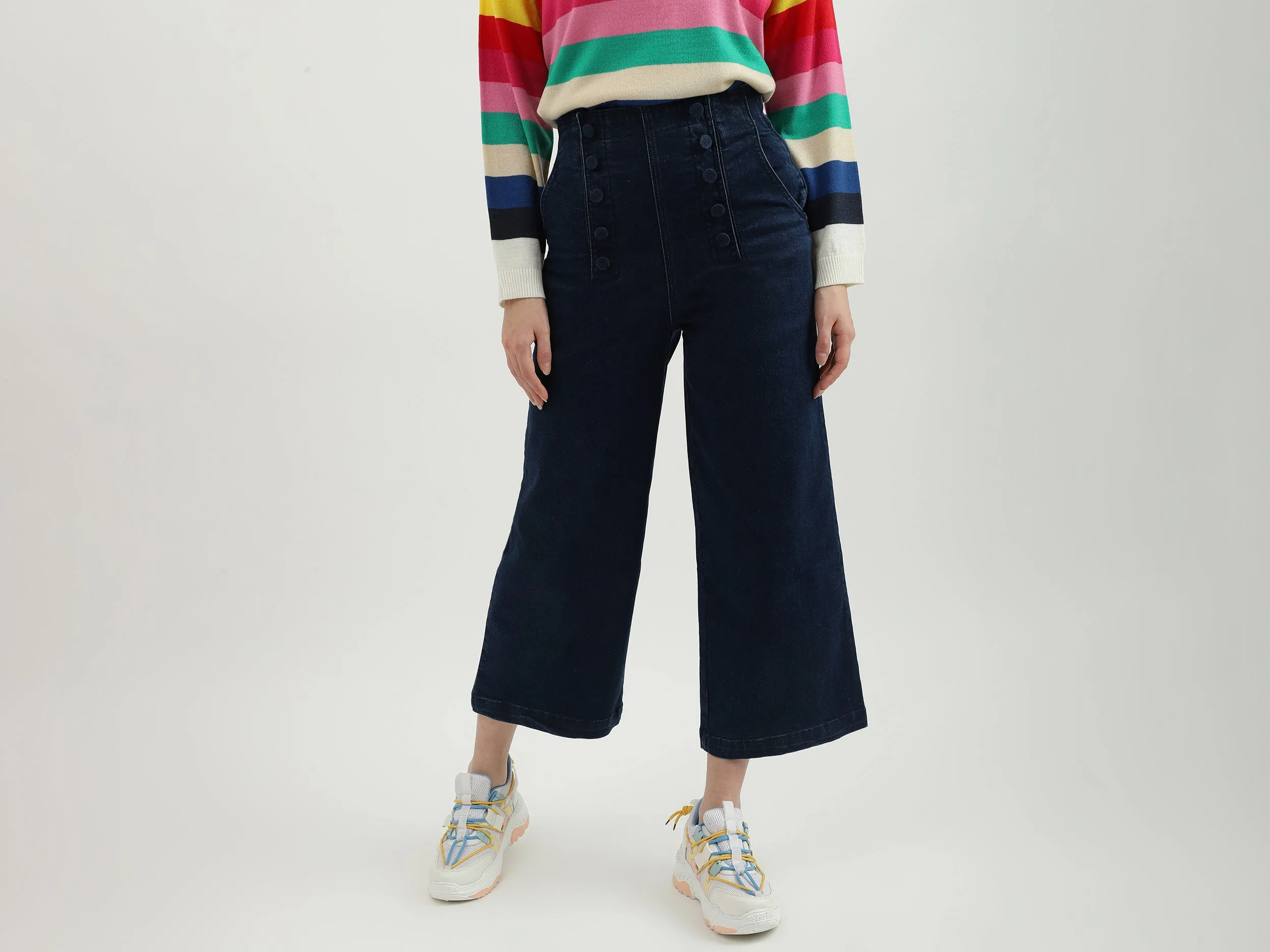 Women Solid Wide Leg Culottes