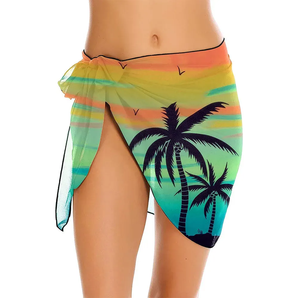 Women Summer Print Short Sarongs Swimsuit Coverups: 🩱🌴🏖️🧣