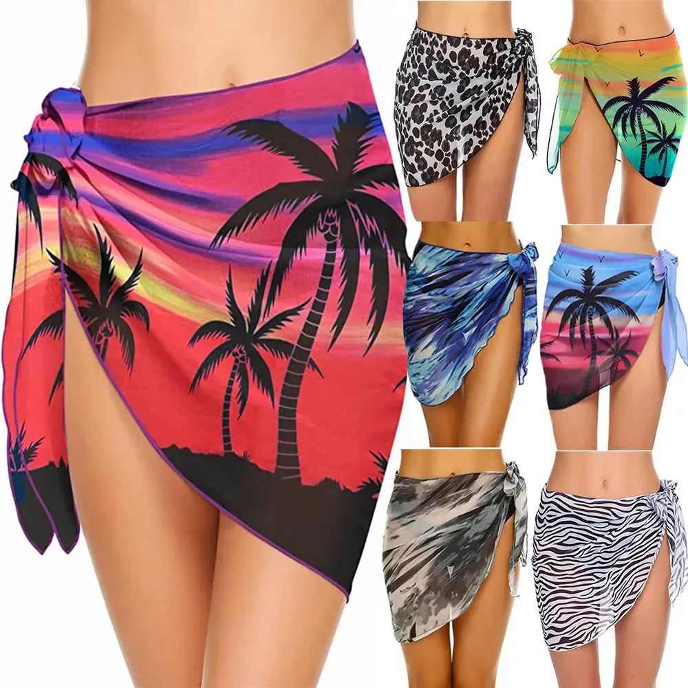 Women Summer Print Short Sarongs Swimsuit Coverups: 🩱🌴🏖️🧣
