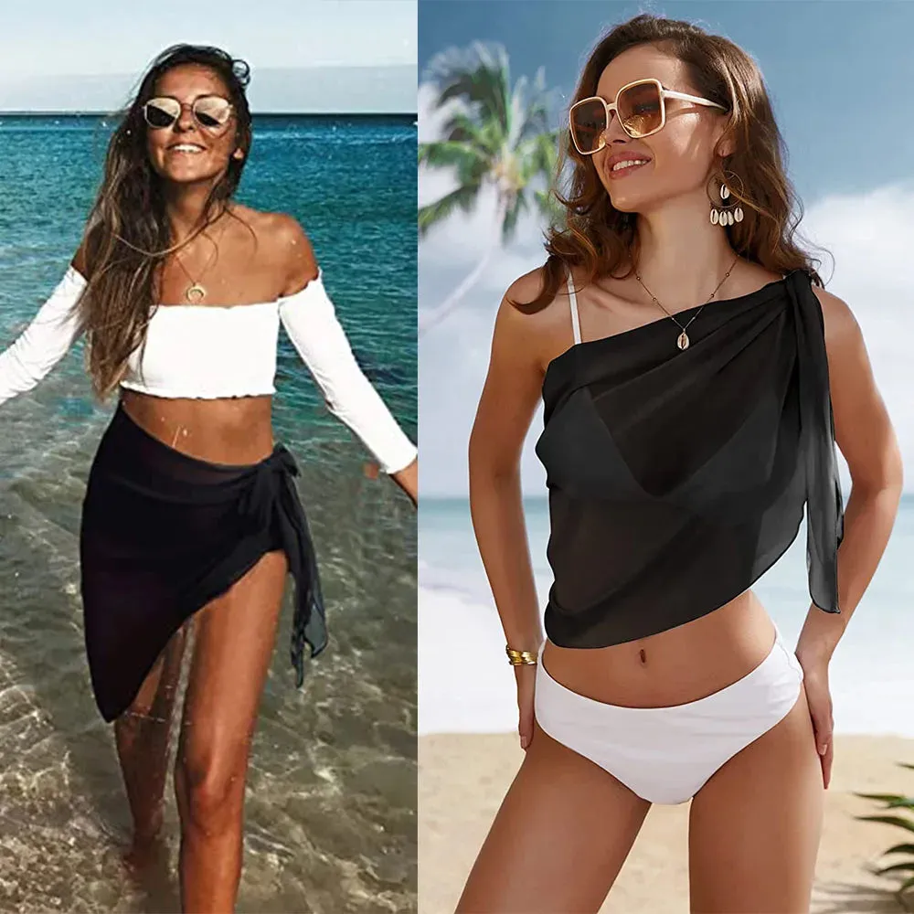 Women Summer Print Short Sarongs Swimsuit Coverups: 🩱🌴🏖️🧣