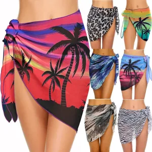 Women Summer Print Short Sarongs Swimsuit Coverups: 🩱🌴🏖️🧣