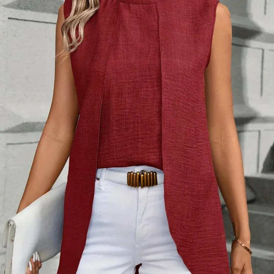 Women's Blouse Sleeveless Blouses Vacation Simple Style Solid Color