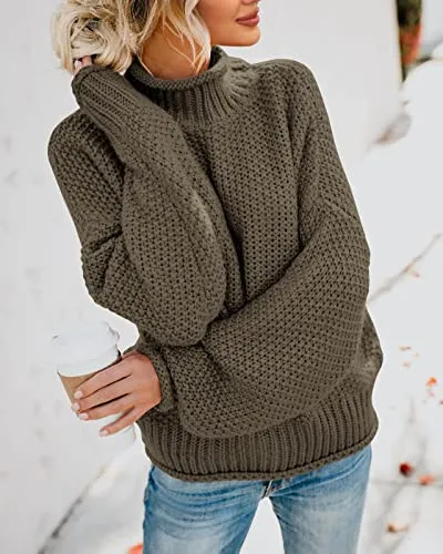 Women's Chunky-Knit Batwing Turtleneck Sweater
