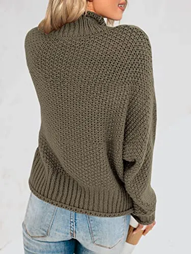 Women's Chunky-Knit Batwing Turtleneck Sweater