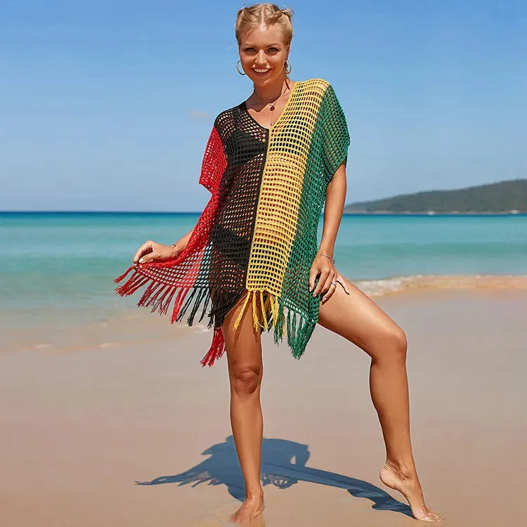 Women's Color Block Simple Style Cover Ups