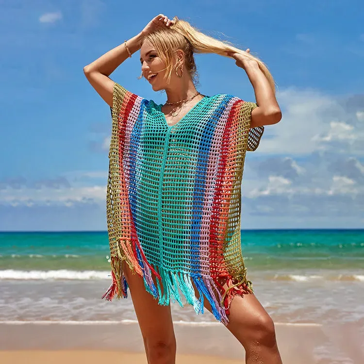 Women's Color Block Simple Style Cover Ups