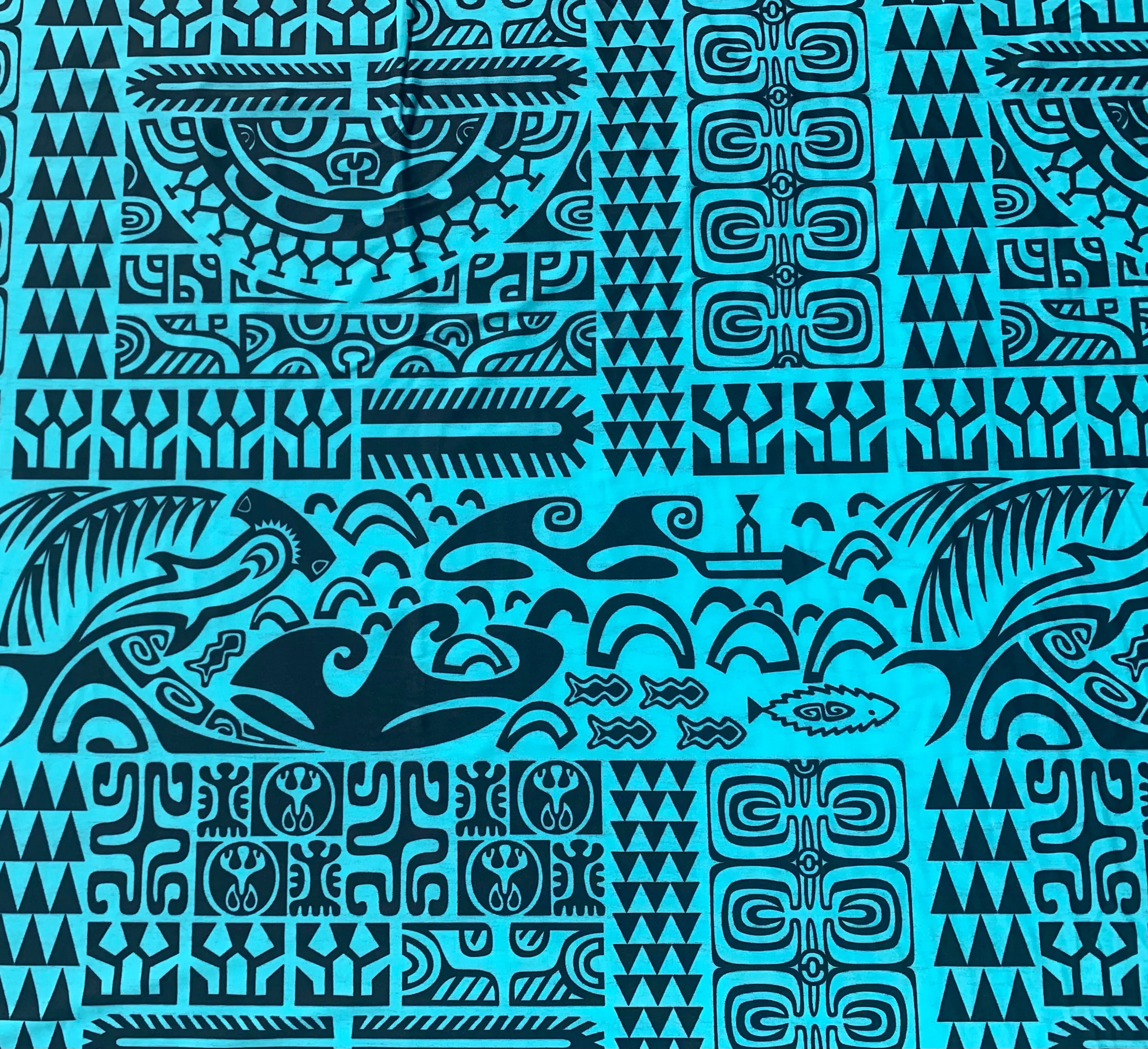 Women's Coolie-Kini Matamua Print - Cabo Blue/Black