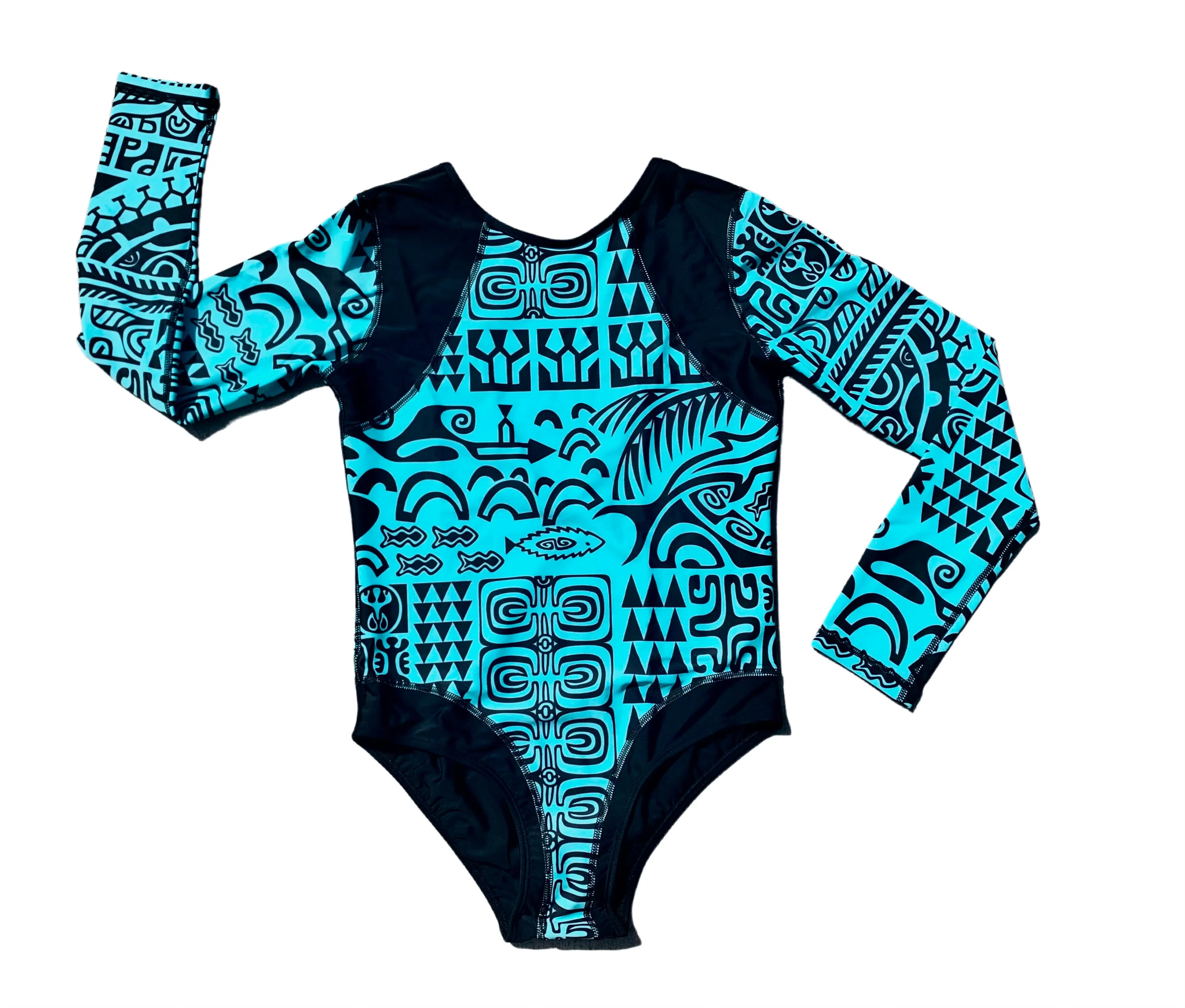Women's Coolie-Kini Matamua Print - Cabo Blue/Black