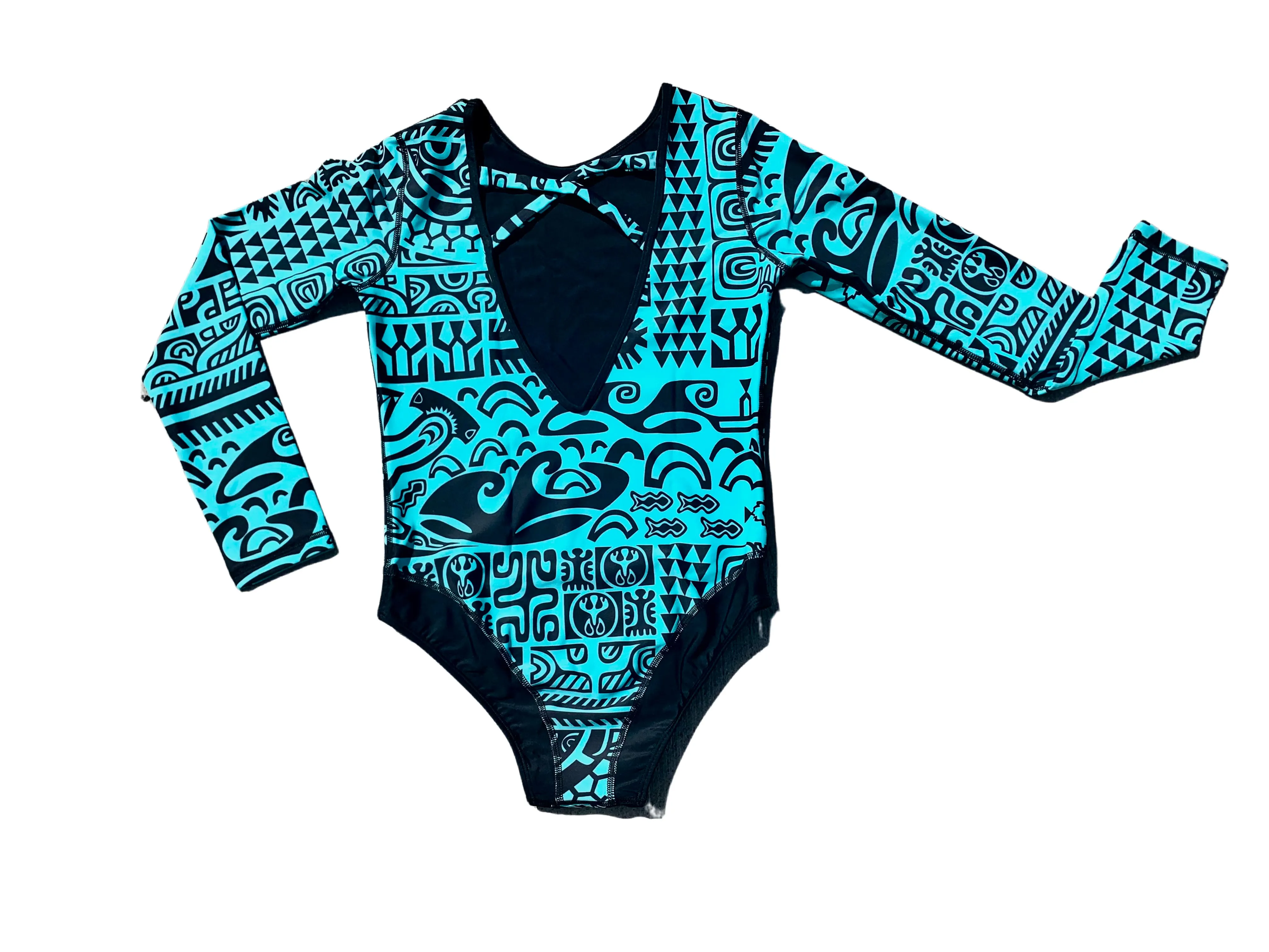 Women's Coolie-Kini Matamua Print - Cabo Blue/Black
