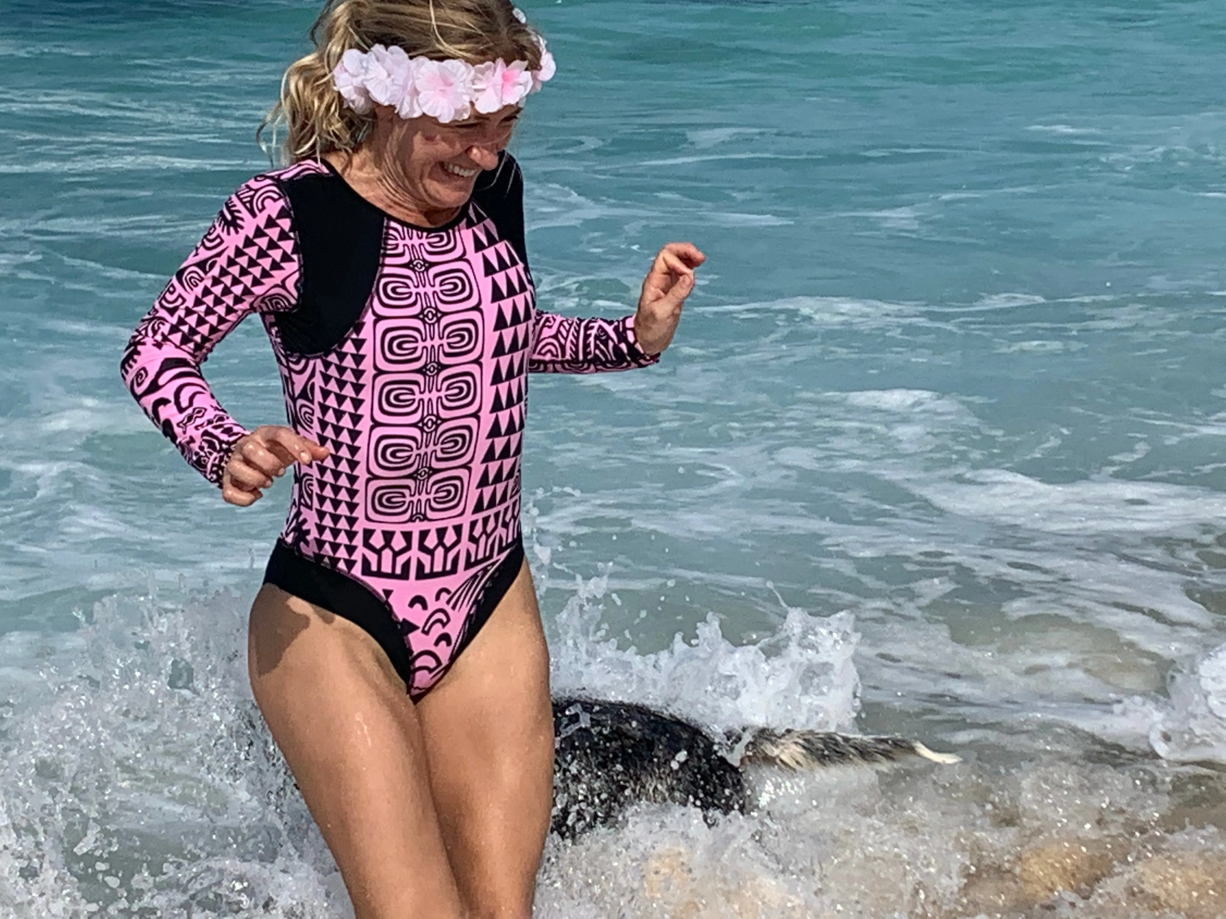Women's Coolie-Kini Matamua Print ~ Pink / Black