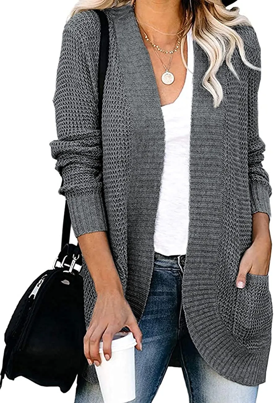 Women’s Open Front Casual Cardigan with Pockets