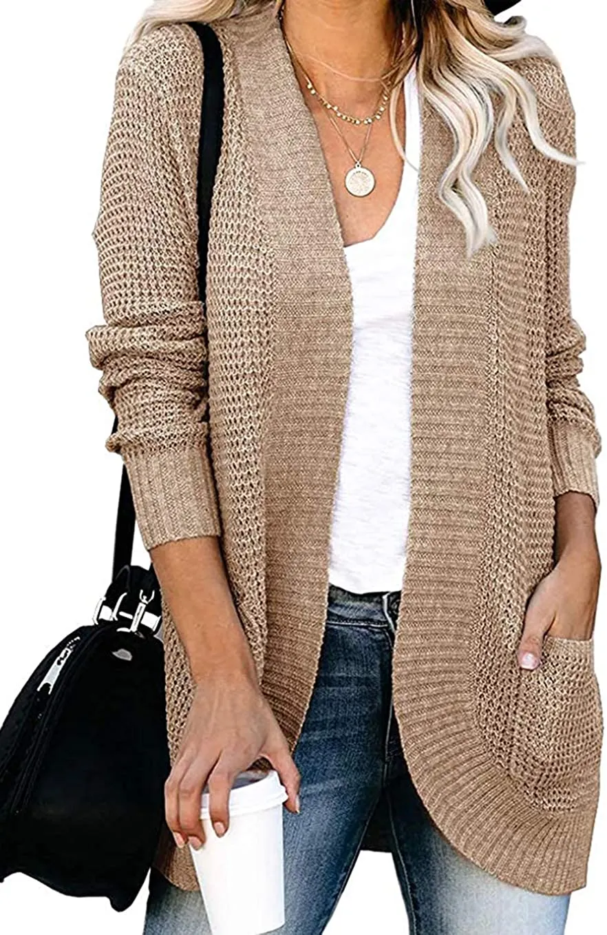 Women’s Open Front Casual Cardigan with Pockets