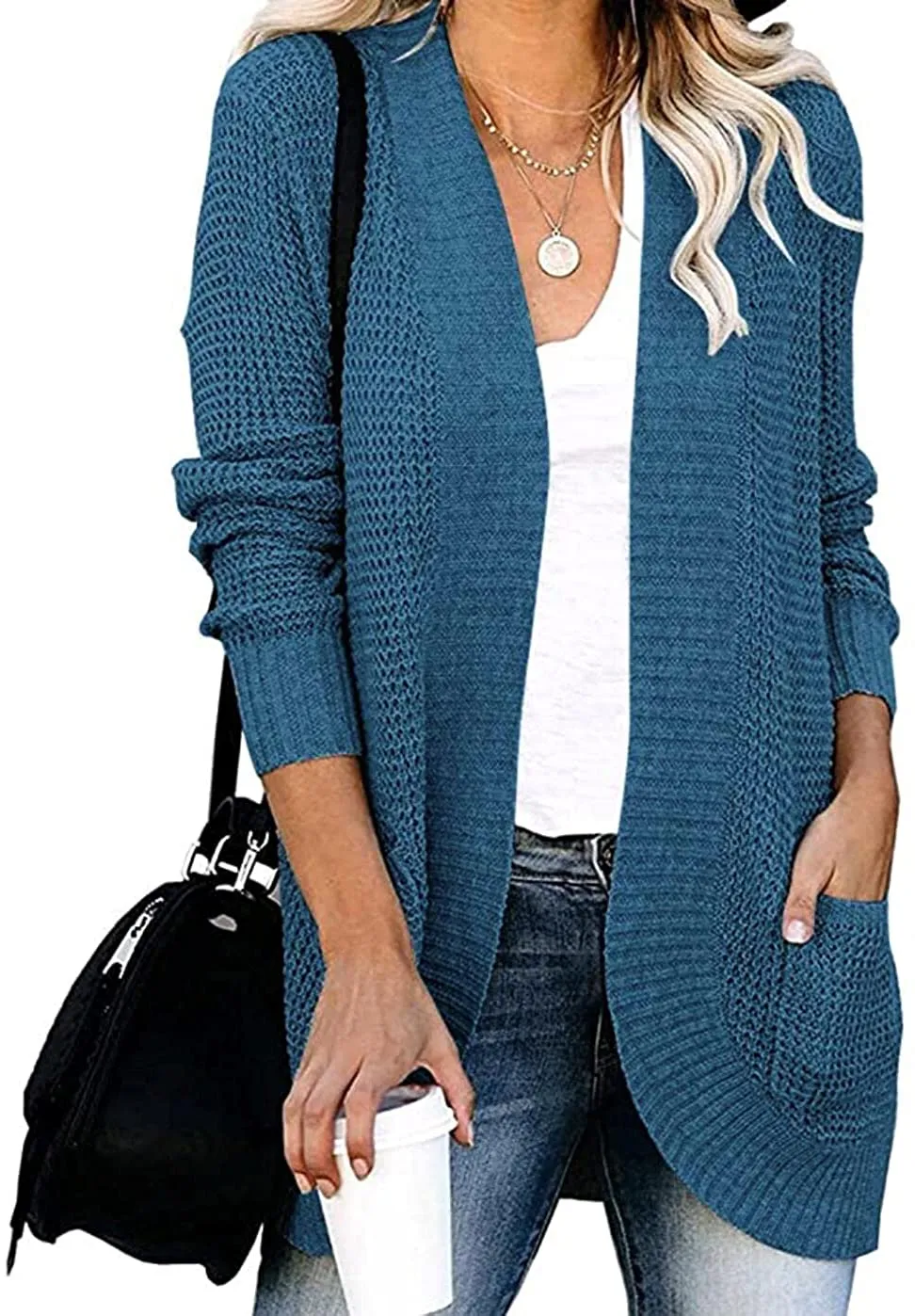Women’s Open Front Casual Cardigan with Pockets