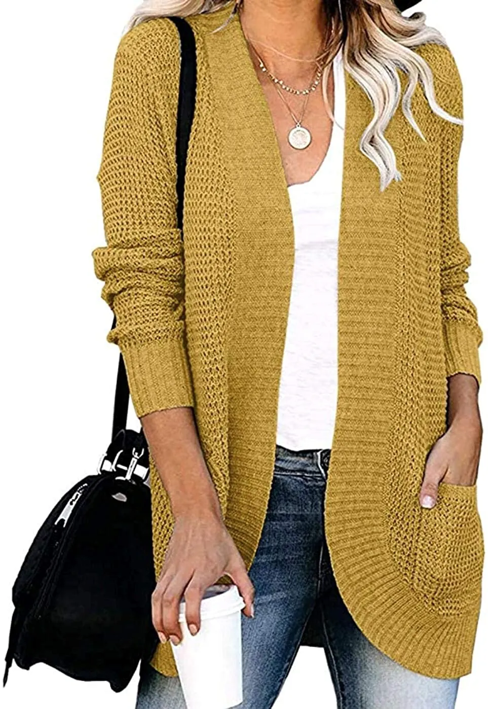 Women’s Open Front Casual Cardigan with Pockets
