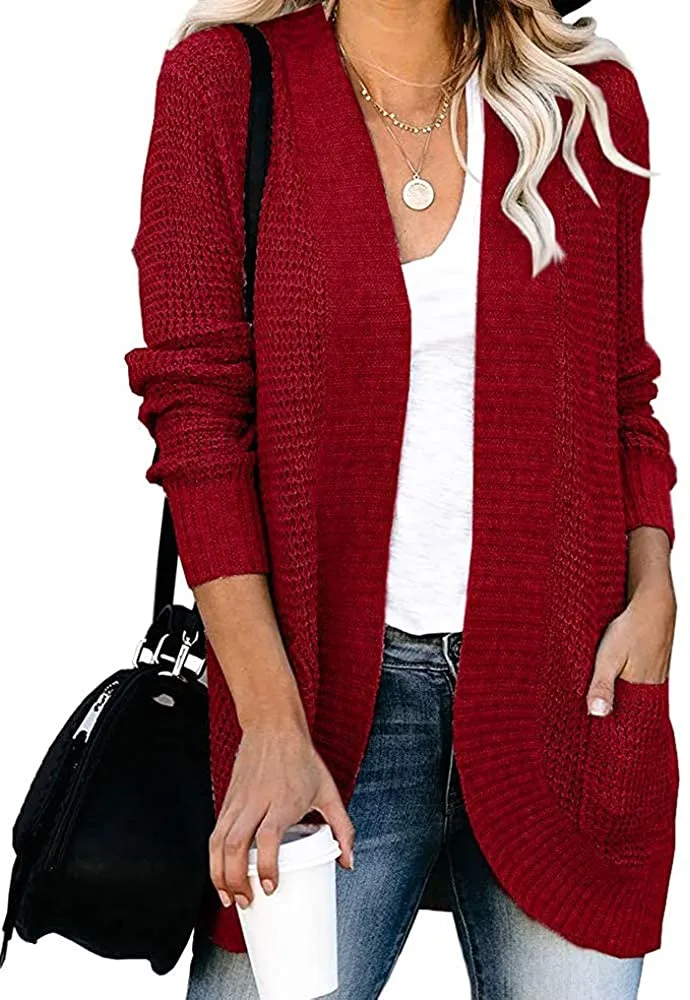 Women’s Open Front Casual Cardigan with Pockets