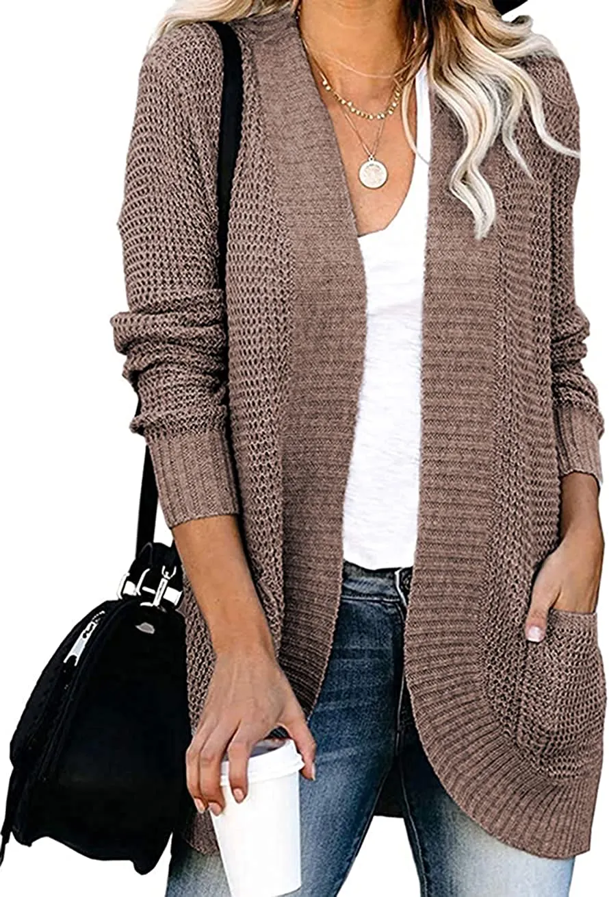 Women’s Open Front Casual Cardigan with Pockets