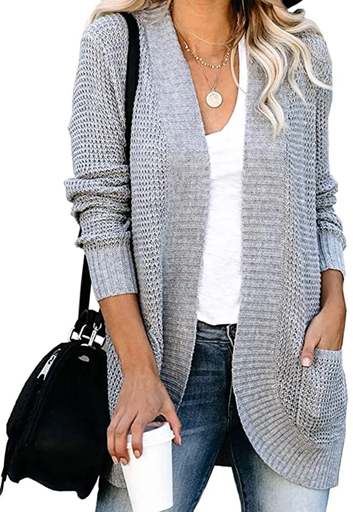 Women’s Open Front Casual Cardigan with Pockets