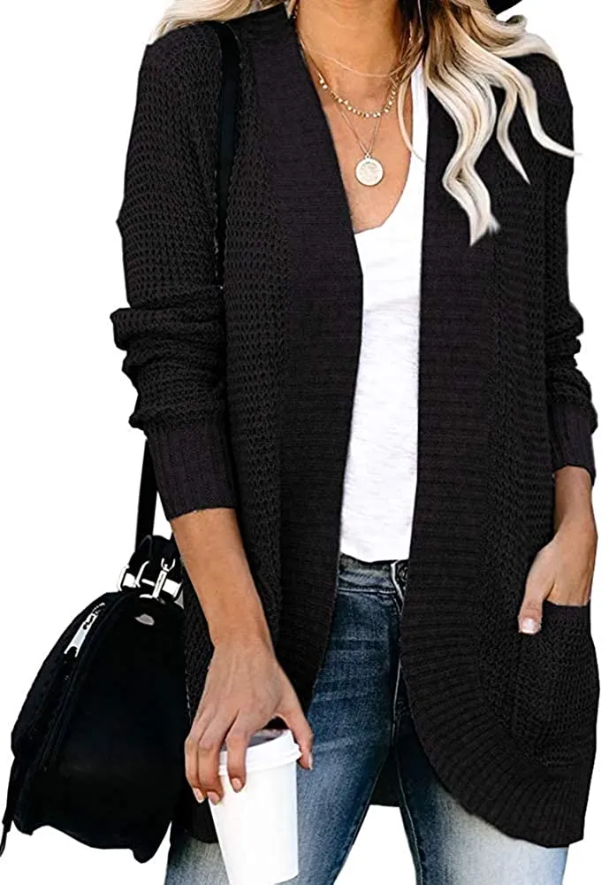 Women’s Open Front Casual Cardigan with Pockets