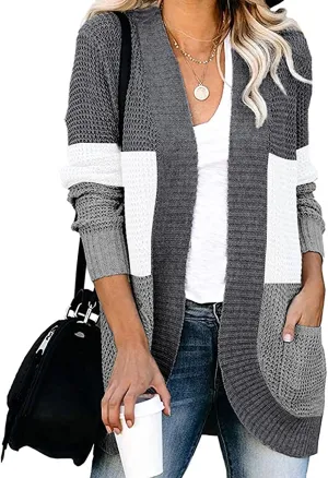 Women’s Open Front Casual Cardigan with Pockets