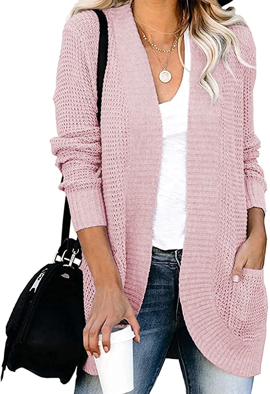 Women’s Open Front Casual Cardigan with Pockets
