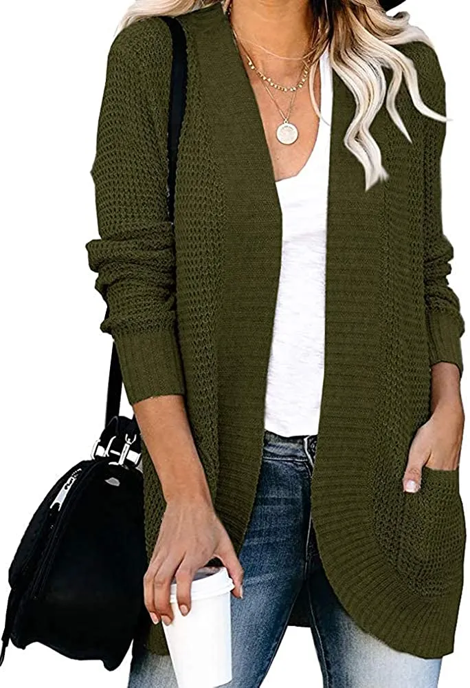 Women’s Open Front Casual Cardigan with Pockets