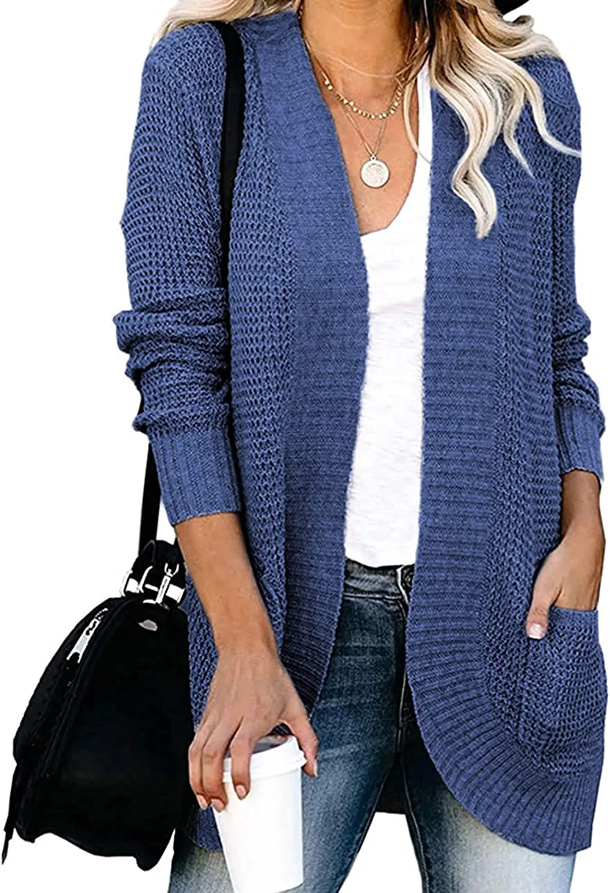 Women’s Open Front Casual Cardigan with Pockets