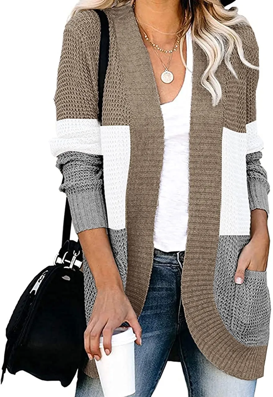 Women’s Open Front Casual Cardigan with Pockets